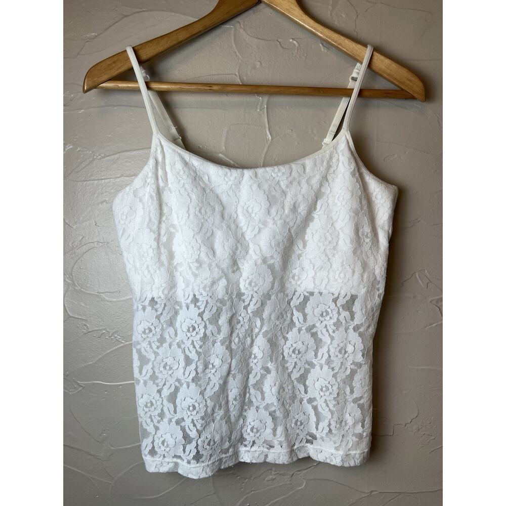 Vtg Y2k White Lace Babydoll Tank Top Crop Size XL Coquette Fairy Indie Whimsy